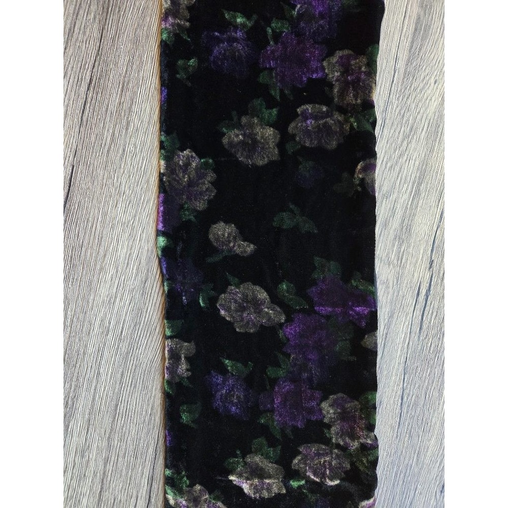 Velvet Burnout Floral Scarf Black Purple Whimsigoth Fairy Grunge Wrap - Picture 2 of 5